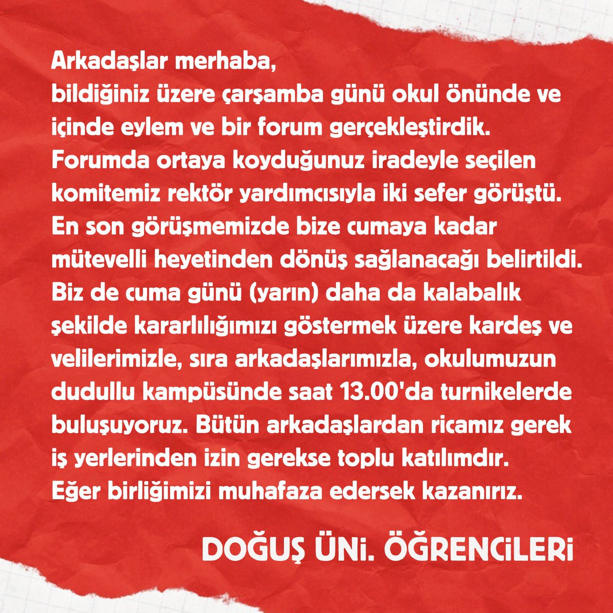 AyvalAysima's tweet photo. Yarın hep birlikte eşimiz dostumuz kim varsa tek yürek orada olacağız  #dogusunisozunutut https://t.co/2nD8evbJkH