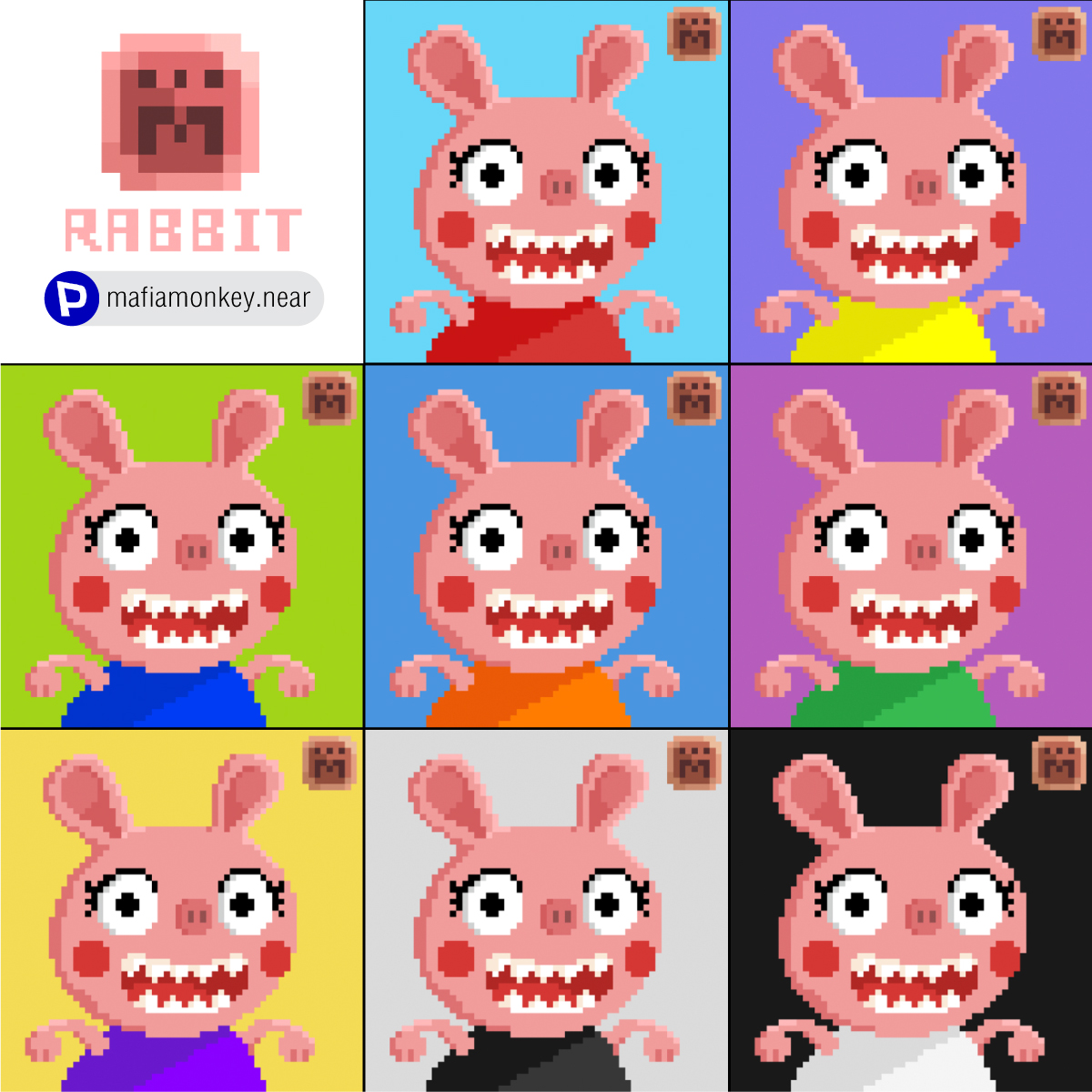 M RABBIT Collection <a href="/ParasHQ/">Paras 🟩🟧</a> 

Pixel Art of Monster Rabbits was inspired by my twin daughter's art piece
paras.id/collection/m-r…

1st drop : 8 x COPPER MEDAL ( COMMON ) type 

#NFTs #PARASnft #NEARnft #nftcollector #NFTdrop #NFTCommunity  #NFTthai #NFTProjects #Paras #cryptoart