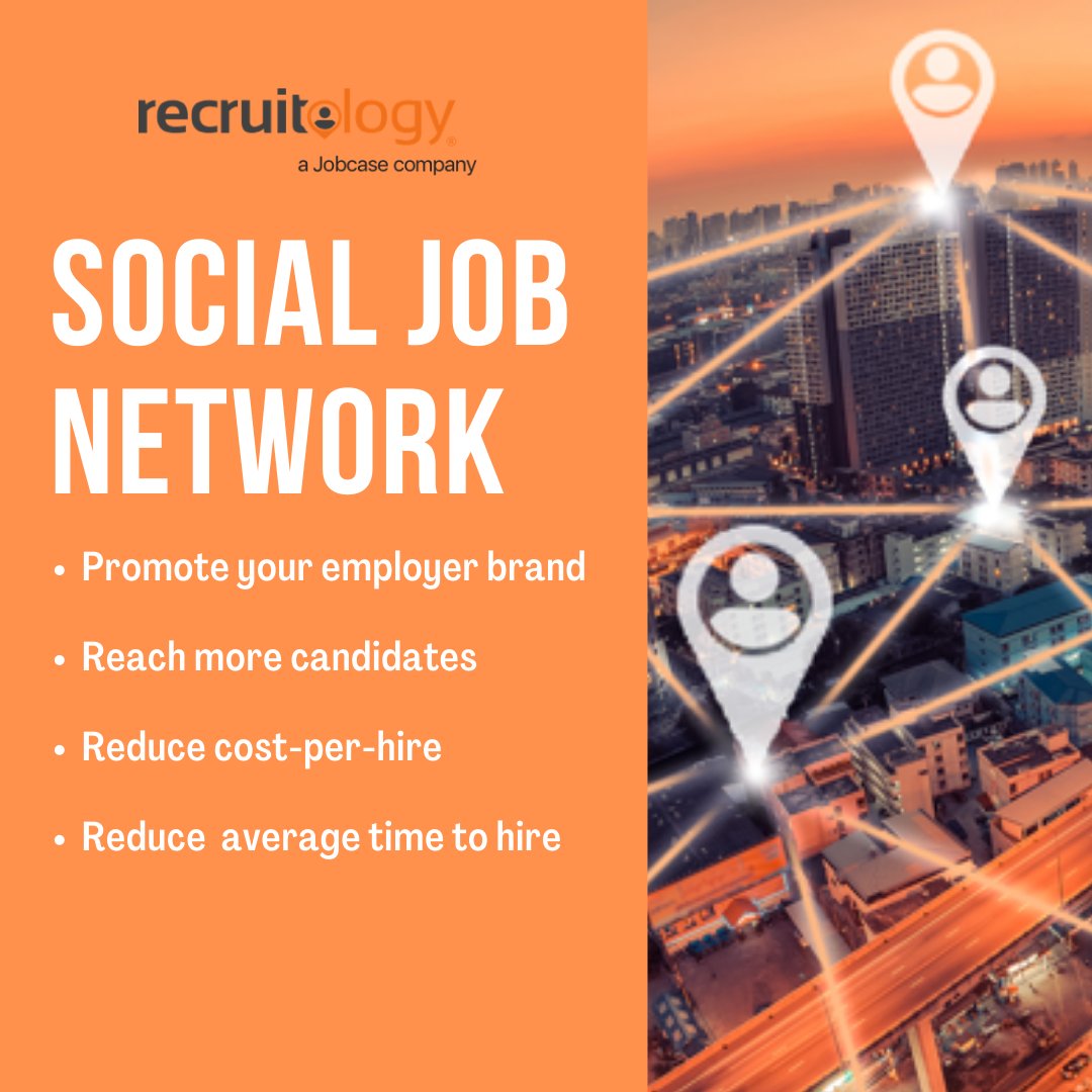 Our Social Job Network automatically posts your job on Twitter® and LinkedIn so employers can:
-Reach more candidates via social networks
-Promote their employer brand by creating an active and visible presence on social sites
-Reduce cost-per-hire and average time to hire