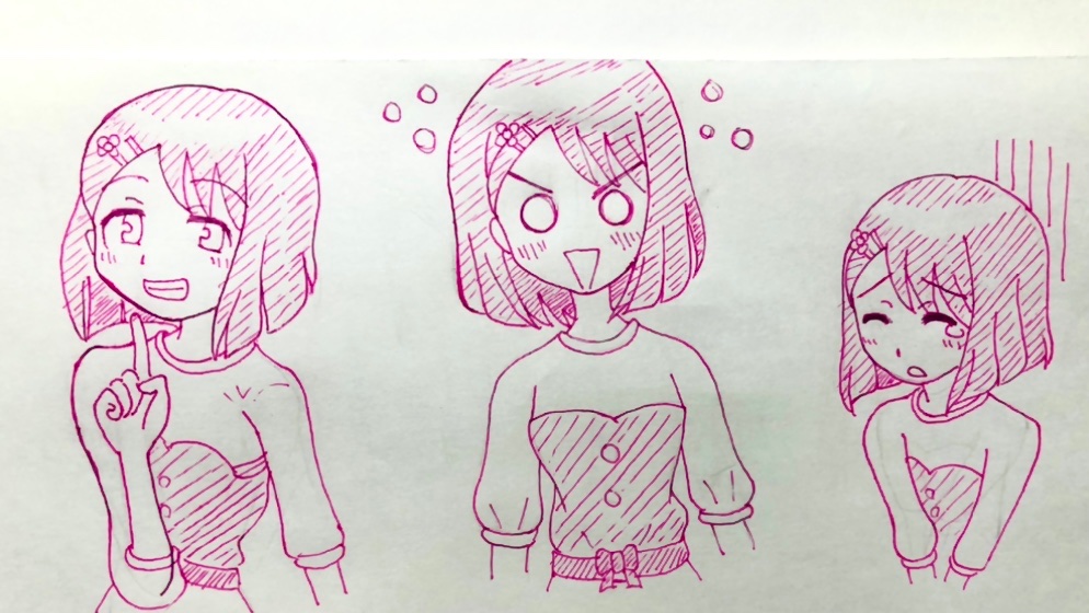 表情練&amp;ペン入れ練。ペン入れってとても大事な気がしてきた(遅い) 