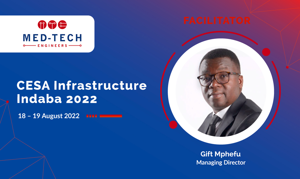 MedTechEngZA's tweet photo. Our managing director Gift Mphefu will be a facilitator at the upcoming CESA Infrastructure Indaba 2022. Join us at the Indaba Hotel in Midrand on 18 and 19 August https://t.co/I1dGB0mWXL
#CESAIndaba2022 #CESAIndaba https://t.co/mM4WWvLUIB