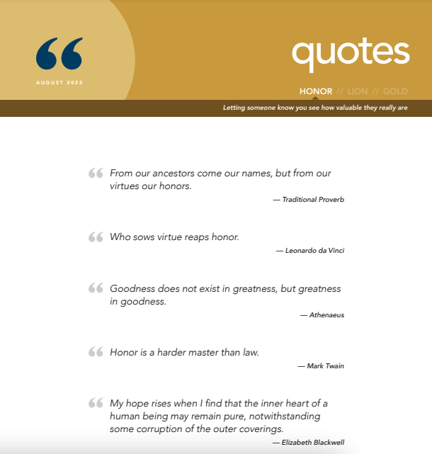 Here are some quotes you can use from philosophers to authors as we continue to incorporate #honor as a core value for students, educators, and families.