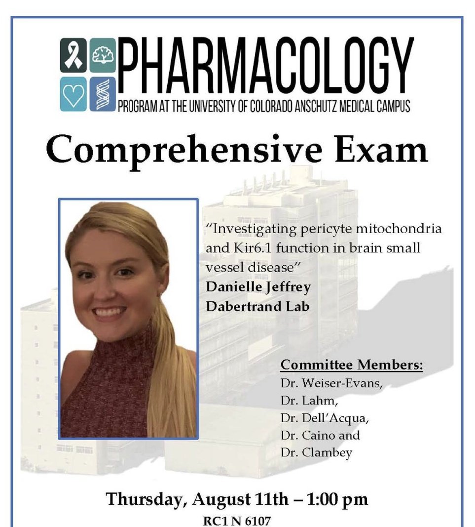 CU Anschutz PharMM Program (@amcpharmacology) on Twitter photo Please join us today at 1pm for <a href="/Daniann3/">Danielle Jeffrey</a> 's comprehensive exam seminar!
DM for zoom link Please join us today at 1pm for <a href="/Daniann3/">Danielle Jeffrey</a> 's comprehensive exam seminar!
DM for zoom link