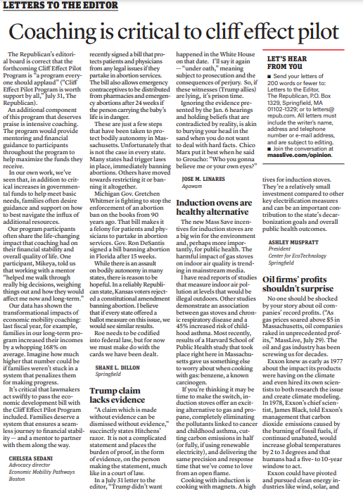 DisruptPoverty's tweet photo. In @masslivenews letter, our Director of Advocacy @ChelseaSedani urges swift passage of econ devlpmt bill w/ Cliff Effect Pilot included: "Families deserve a system that ensures a seamless journey to financial stability — and a mentor to partner with them along the way." #mapoli https://t.co/uw03xoeFMs