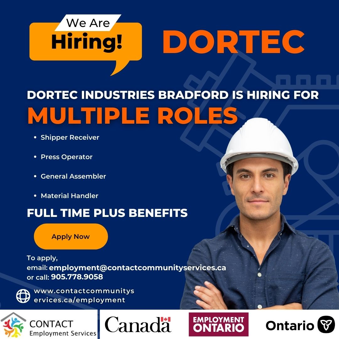 EmployContact's tweet photo. NOW HIRING! DORTEC INDUSTRIES is hiring in BRADFORD for multiple roles:

To apply, email: employment@contactcommunityservices.ca or call 905-778-9058.
For more information, visit our website:
https://t.co/8JELFLPlKf https://t.co/LxBlVmV14f