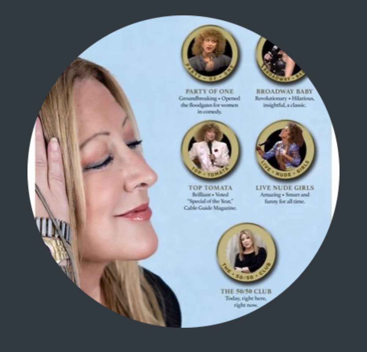 JackieandLaurie's tweet image. The legendary Elayne Boosler is @JackieandLaurie’s Comic of the Week! What more need you know? Book, like and follow @ElayneBoosler !