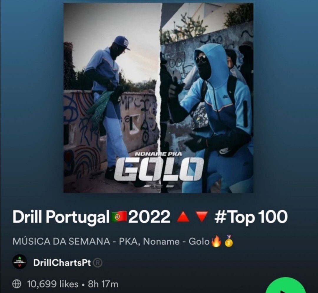 MÚSICA DA SEMANA: PKA, Noname - Golo 🔥🏅 open.spotify.com/playlist/52cjI…
<a href="/Pka45Official/">Pka45_official</a>
<a href="/Spotify/">Spotify</a>
#drillportugal
#drilltuga
#portuguesedrill