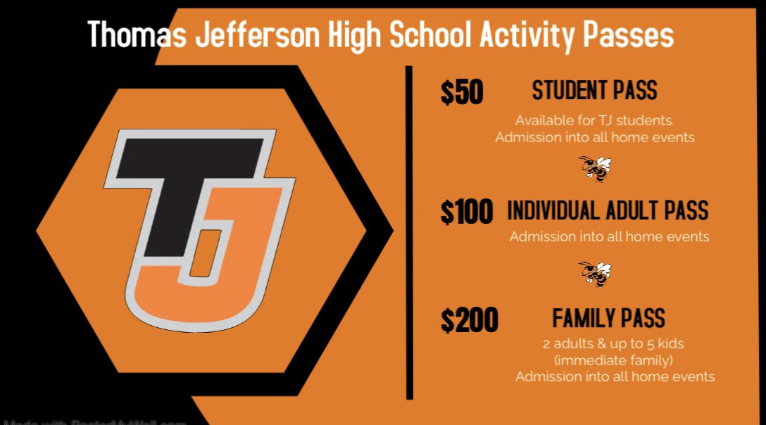 Thomas Jefferson High School on Twitter "Get your activity passes and