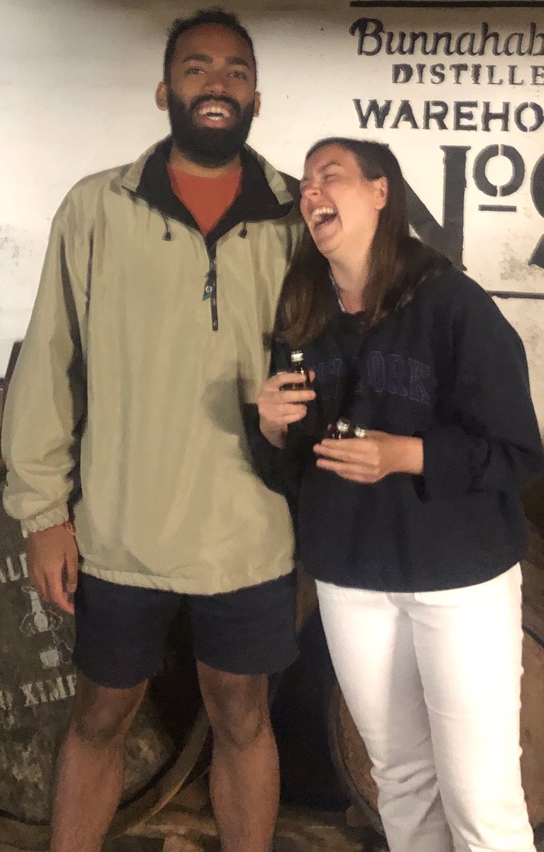 So, working today at <a href="/Bunnahabhain/">Bunnahabhain Distillery</a> with my <a href="/deanstonmalt/">Deanston Distillery</a> colleague Andy, we had <a href="/ravi_ak/">Ash Ravi</a> &amp; the lovely Cassie in WH9 for the usual nonsense this morning. I like a pic &amp; the first one is the standard pose but the second one is when I say “SMILE, and say ORGASM!” #itneverfails 😁♥️