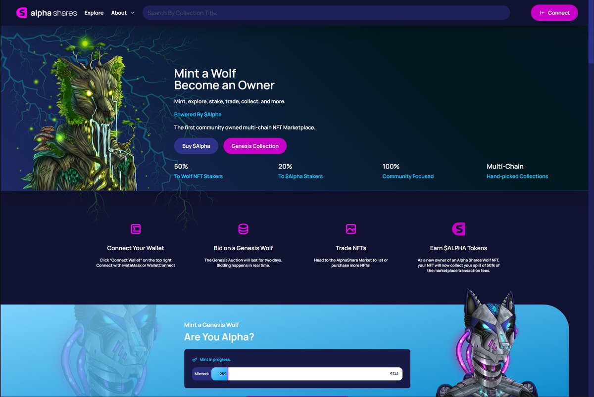 AlphaShares's tweet image. Alphas. 

Our marketplace is now live! Go feast your eyes upon all of our hard work, and trade your favorite Avalanche NFT Collections! 🐺

alphashares.io