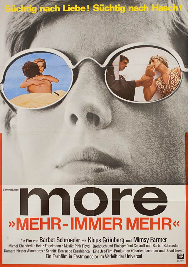 German movie poster for #BarbetSchroeder's #More (1969) #MimsyFarmer #PinkFloyd