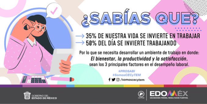 CecytemMetepec's tweet photo. Para poder tener un bienestar laboral es necesario tener una situación de equilibrio en todos los ámbitos personales, es por ello que siempre debemos de buscar “el bienestar, la productividad y la satisfacción laboral”.
#PROSABI
#SomosCECyTEM https://t.co/TmzHoCHR2m