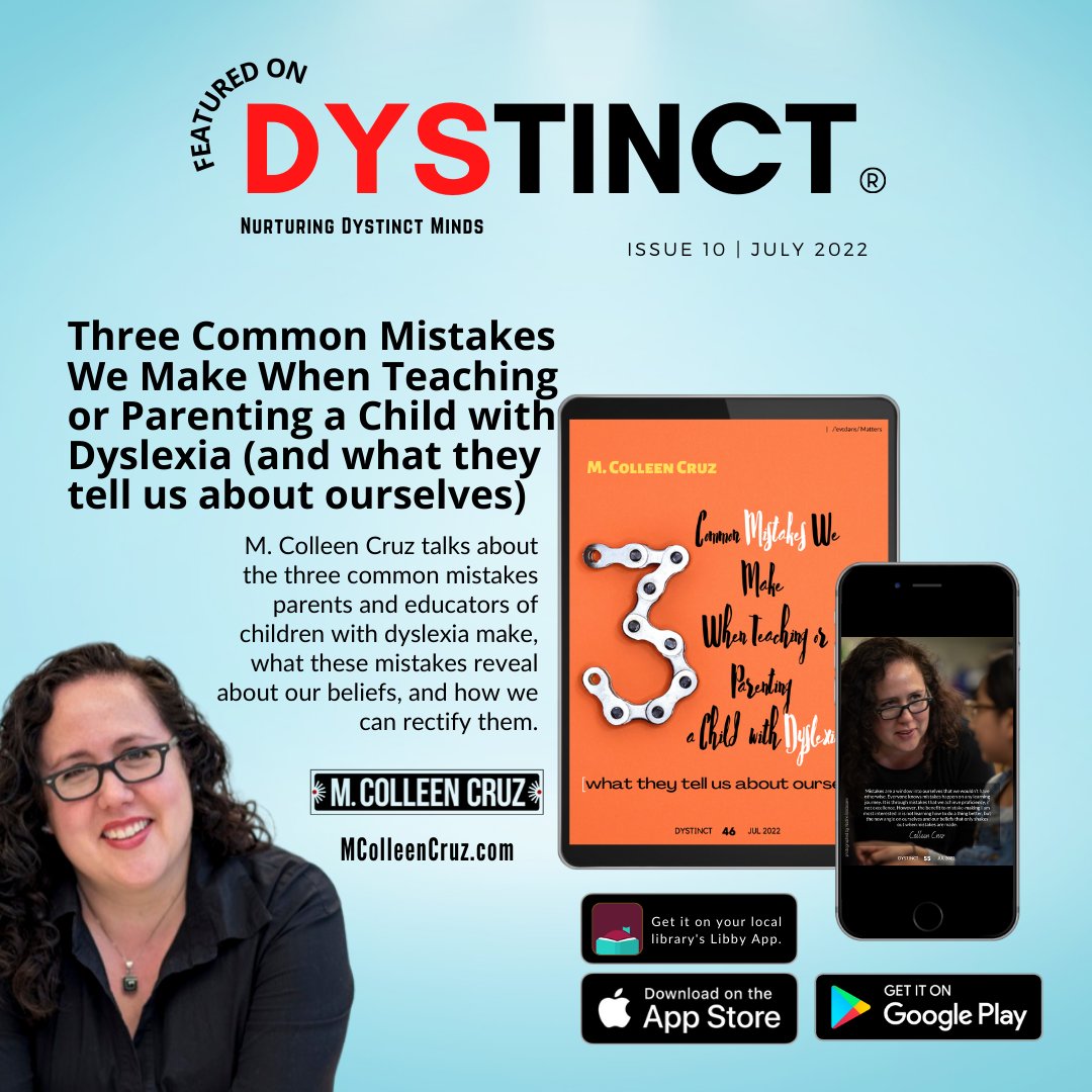 I recently wrote an article for Dystinct Magazine. 'Three Common Mistakes We Make When Teaching or Parenting a Child with Dyslexia (and what they tell us about ourselves)'. 

Written for both educators and caregivers, it aims to share ideas for realistic next steps.