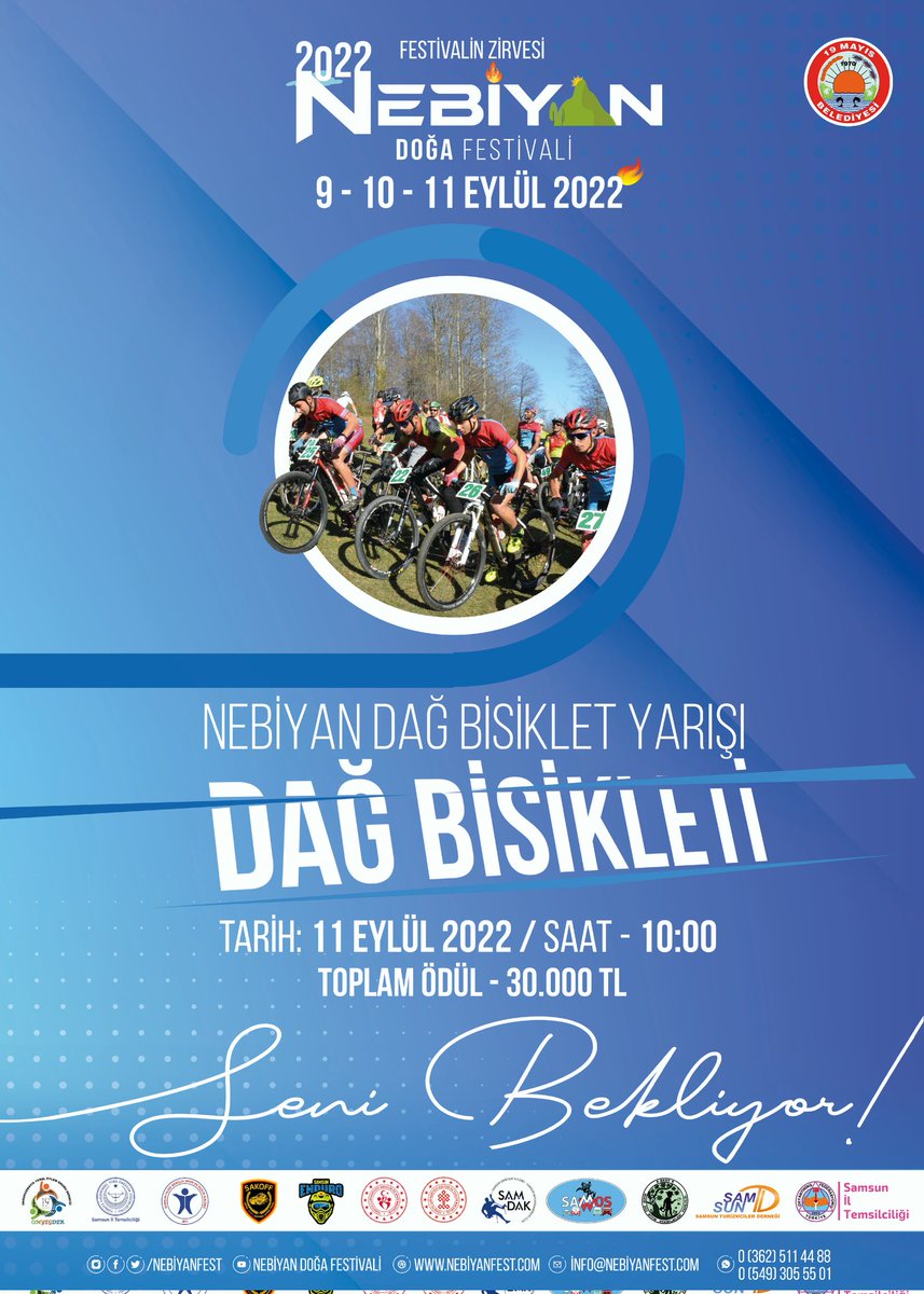 #Nebiyan Dağ Bisikleti Türkiye Şampiyonasını gerçekleştirdik, şimdiki hedefimiz 2023 yılında Uluslararası Dağ Bisikleti Şampiyonasını Nebiyan'da düzenlemek. Bunun ön adımı için 9-10-11 Eylül 'de bu görsel şölene davetlisiniz.
#NebiyanFest #Samsun #19Mayis #Engiz