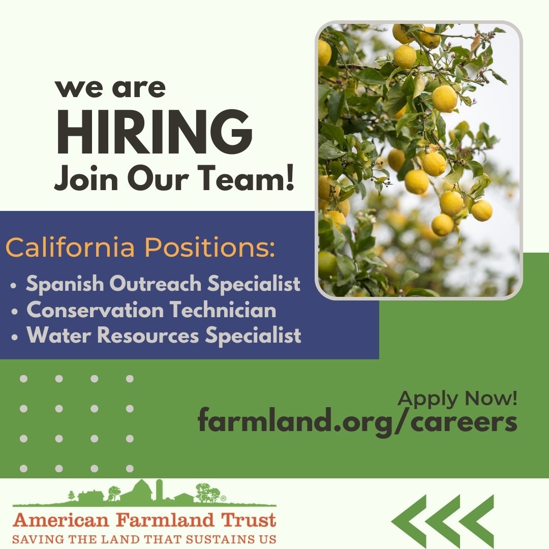 FarmlandCA's tweet photo. We're Hiring! Spread the word. More details: https://t.co/Mjlc18T8F0 #regenerativeag #groundwater #bilingualjobs #conservation #mjdoa #Latinofarmers #Hmong #Lao #SanJoaquinValley https://t.co/AmIYpCNPoh