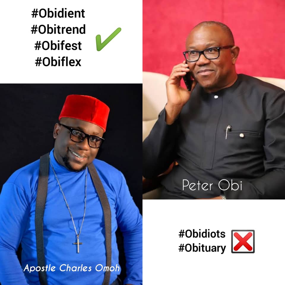 apostleomoh's tweet photo. Don't allow the derogatory suffixes deter you so far the prefix is "Obi"  @PeterObi 9ja🇳🇬 must flex✅ again!
@NgLabour

#OBIDATTI
  #obitrend  #peterobiforpresident #PeterObi4President2023 #apostlecharlesomoh #mypresident #Obidient https://t.co/vHrcr4OWru