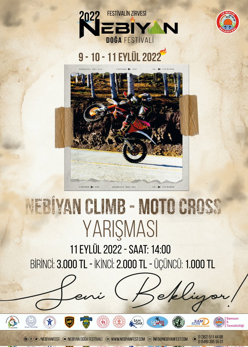 Düz yolda gidemeyip ama düz duvara tırmananların yarışması #NebiyanClimb Moto Cross Yarışları.
#Nebiyan #NebiyanFest #Samsun #19Mayis #Engiz 
<a href="/19MayisBld/">19 Mayıs Belediyesi</a>
