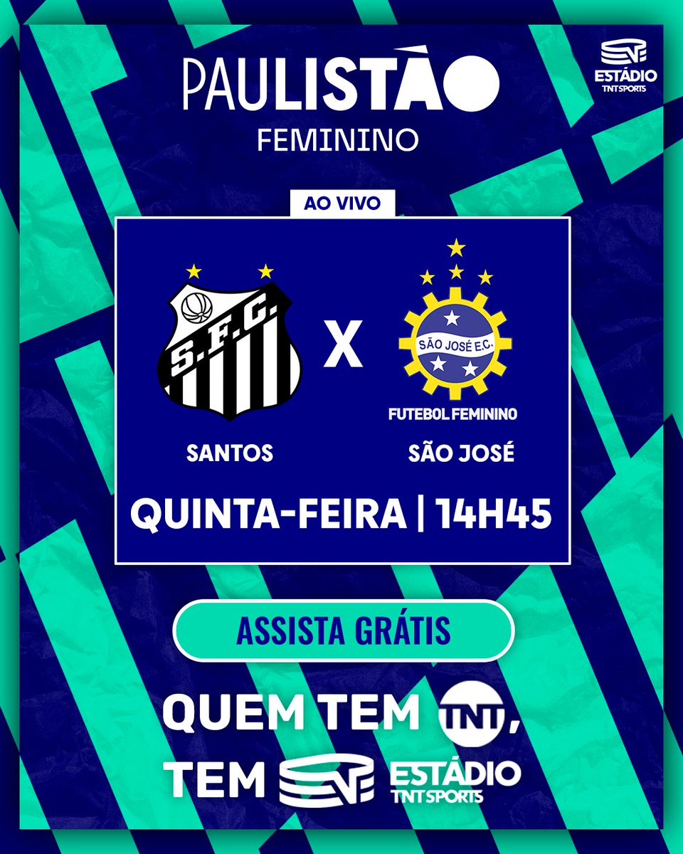 TNTSportsBR's tweet photo. PAULISTÃO É COM A GENTE! Você assiste Santos x São José na próxima quinta-feira (18), a partir das 14h45, no @estadiobr. Assine com o link https://t.co/40jnlMyvtd para acompanhar. #ValeMaisQueATaça #PaulistãoFeminino https://t.co/u5zT62YHGd