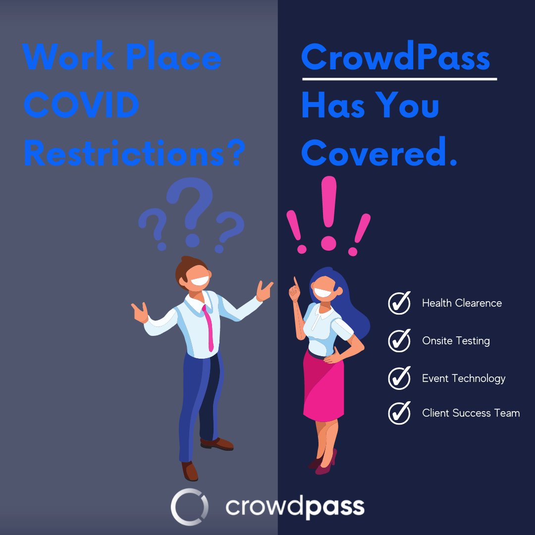 CrowdPassEvents's tweet photo. If your workplace has COVID requirements let CrowdPass do the work, we'll take the liability right off your plate!
-
-
-
-
-
#healthclearence #COVID-19 #healthclearencesoftware #eventmanagement #event management software #concert #live events https://t.co/PP7DLjQ1IY