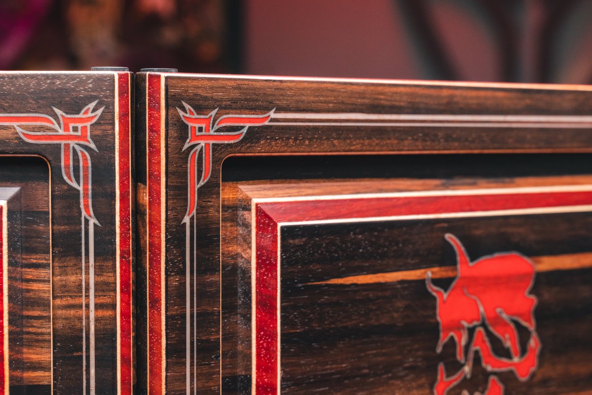 WyrmwoodGaming's tweet image. Here it is! We've crafted a custom GM Screen for @JoeManganiello  💪😈🔥 Macassar Ebony inlaid with red sand &amp;amp; bone powder resin ☠️ Who knew a GM Screen could be so metal?🤘@deathsaves
