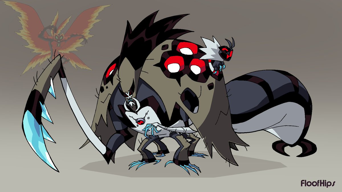 pokemon (creature) no humans claws standing red eyes bug grey background  illustration images