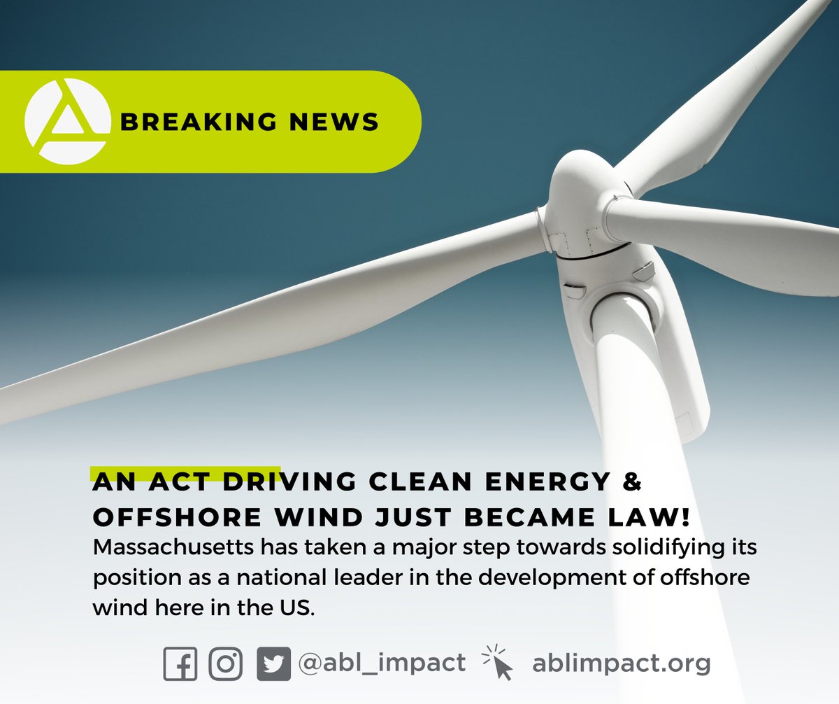 abl_impact's tweet photo. By signing into law An act driving clean energy and advancing offshore wind, Massachusetts has taken a significant step towards solidifying its position as a national leader in the development of offshore wind here in the US. #ABLinDenmark #ABLImpact https://t.co/d7sB08xGK1