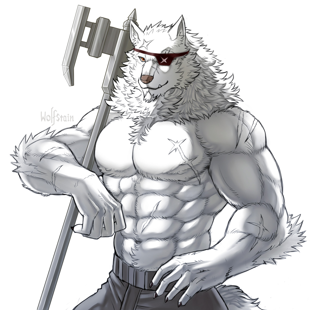 Wolfstain293's tweet photo. [ Old work ] - White wolf warrior 🐺🪓 https://t.co/H0sAzsYoAu