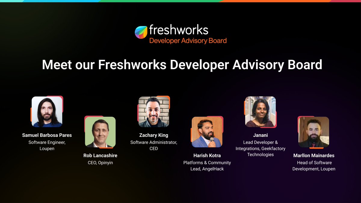 FreshworksInc's tweet image. We&apos;re happy to welcome the Freshworks Developer Advisory Board (2022-23) - a group of diverse developers, recognized for their contribution to the Freshworks Developer Community.

#freshworksdeveloperplatform #developers #developerecosystem