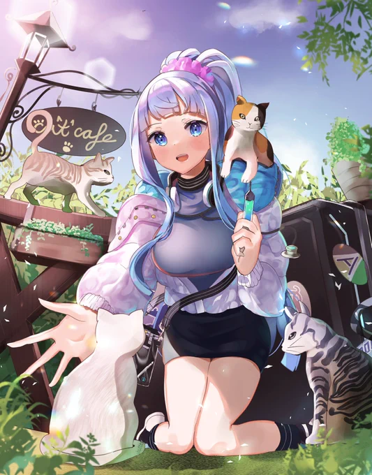 アリスフィクションのヒポクラテスちゃんです!可愛かったので頑張って描いてみました!ただALICEに猫カフェはあるのか……? 