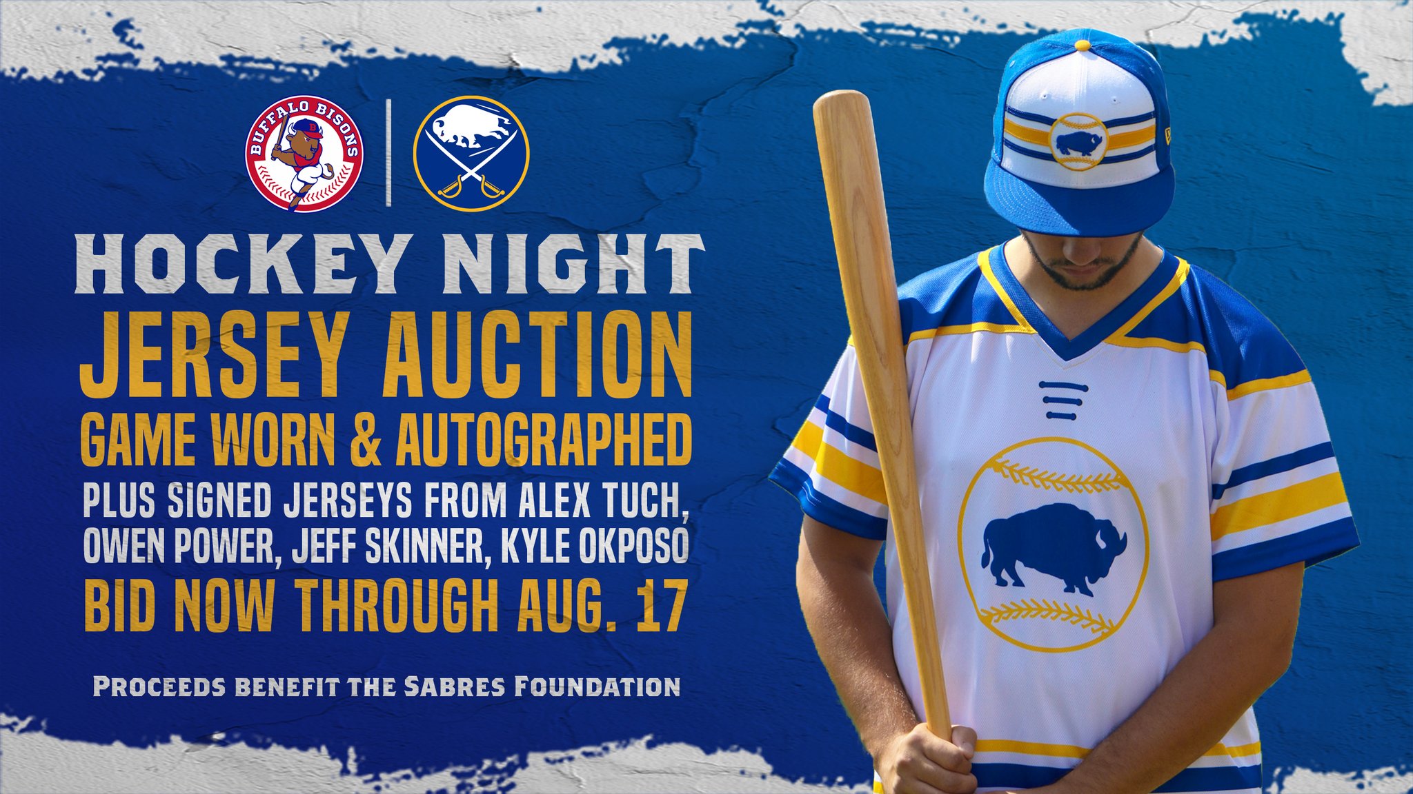 Buffalo Bisons on X: 🚨 Our #HockeyNight Jersey Auction is underway! BID  NOW on the game-used & autographed jerseys from select #Bisons players  on August 20th PLUS signed jerseys from #Sabres Alex