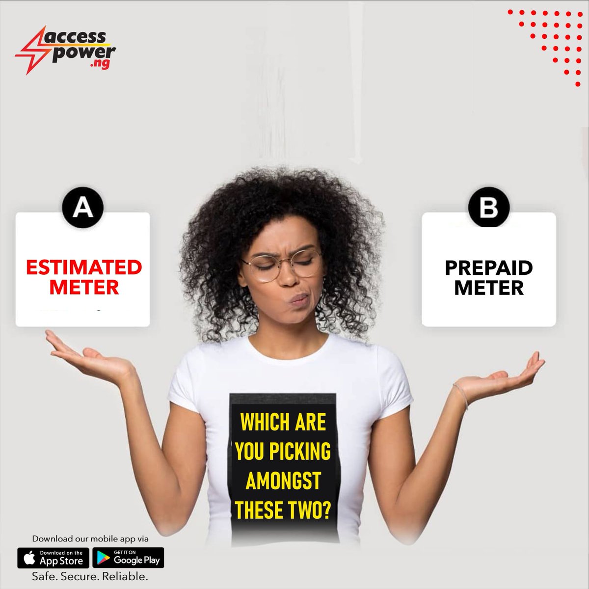 accesspower_ng's tweet photo. Which would you rather choose between the prepaid and estimated meter and why? Hit us up in the comments section
#accesspowerng #electricityproviders #spendless #meter #meterinstallation #uninterruptedpower #betalight #AccessPowerNG #Lightup #Electricity #power #Aedc https://t.co/iXVkhFNoxt