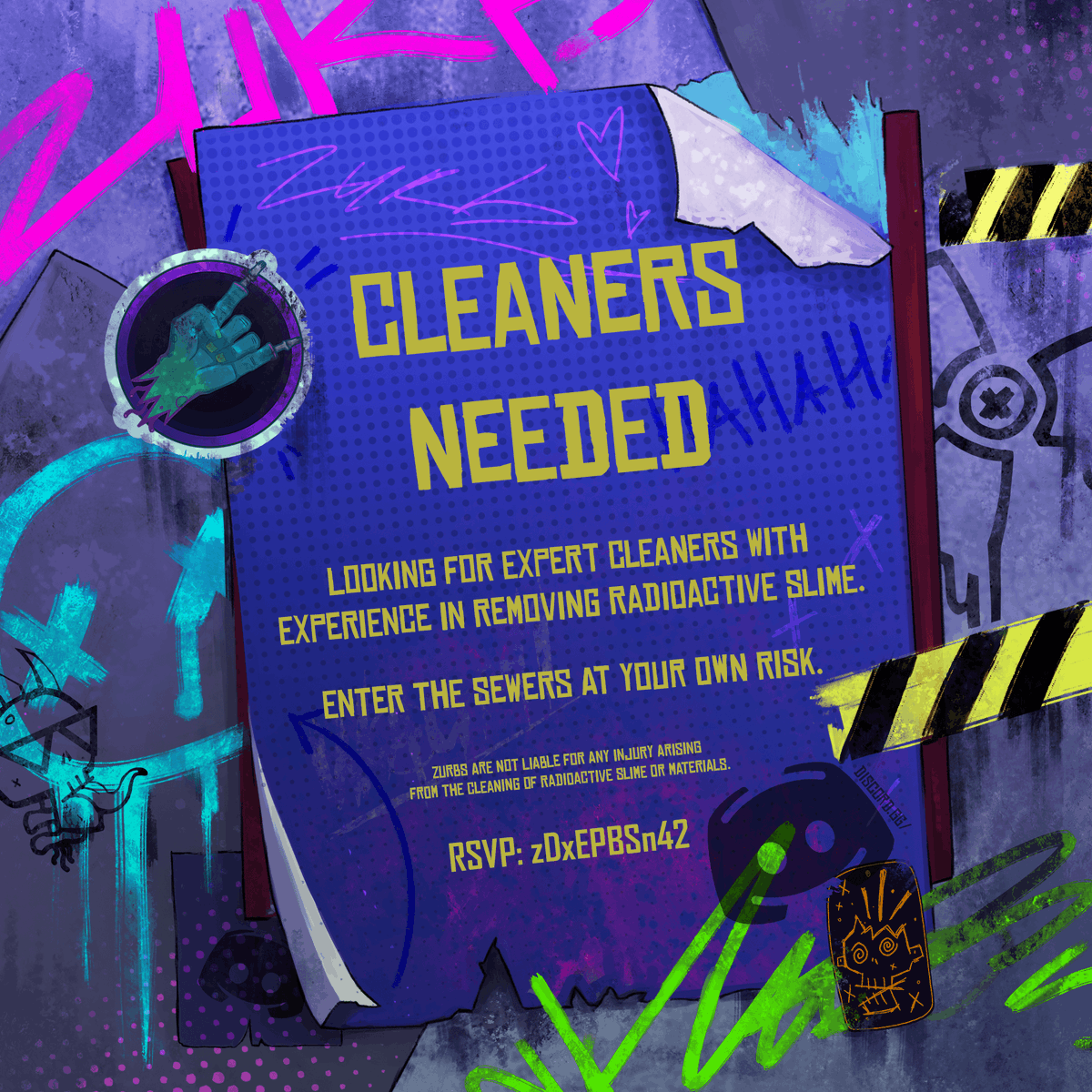 ZurbsNFT's tweet photo. 🧪HELP NEEDED🧪

Radioactive slime is oozing into the hideout, get in there and help us mop it up!🧹🤘

The brave 25 individuals that enter the sewers will be rewarded...🔎🐀 

#SWARM https://t.co/3H9o0yaaGJ