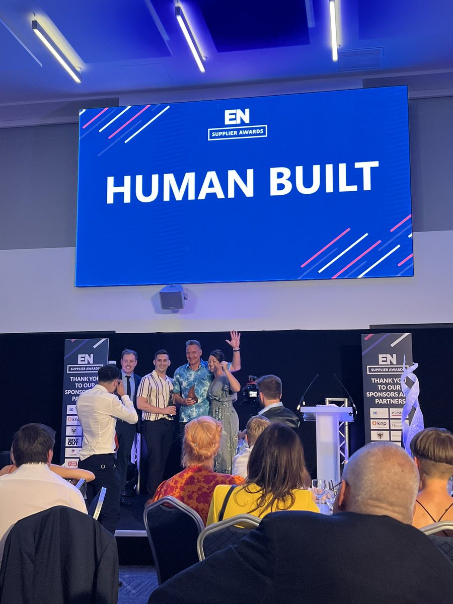 ExhibitionNews's tweet photo. The winner of best new supplier to the industry is Human Built Congratulations! @human_built #ENSA22 #eventprofsuk #eventsuppliers #uksupliers https://t.co/LSMOZN7AjD