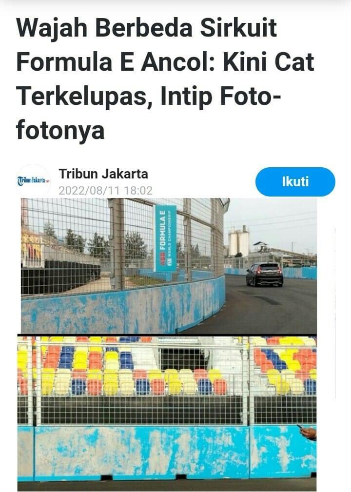 Urusan Polisi tembak-tembakan, sudahi dulu. Ini Sirkuit Formula E yang terbaik di dunia, penyelenggara belum Laporan keuntungan nya, koq sudah begini?