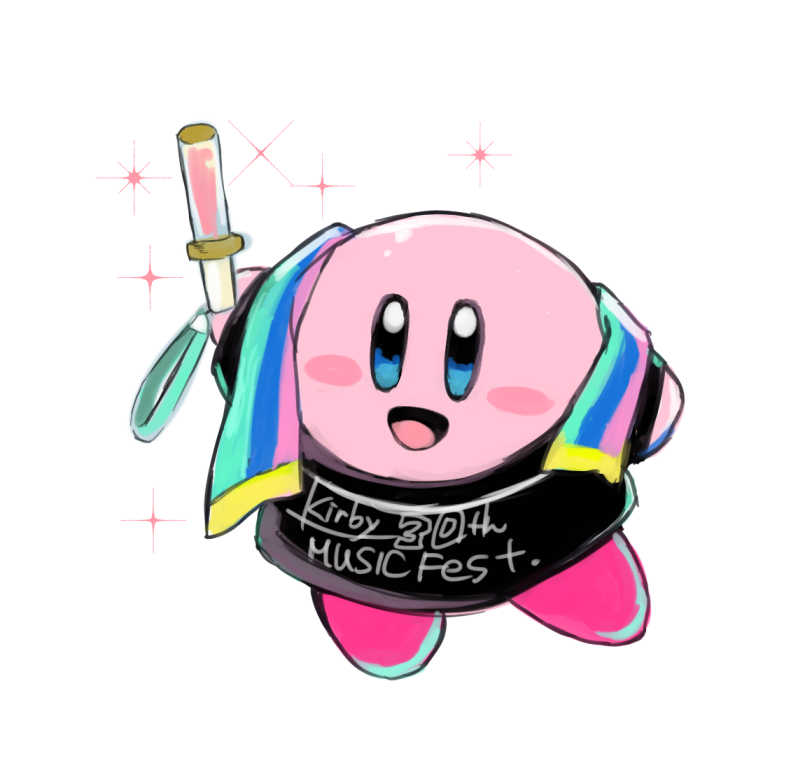 kirby no humans open mouth smile white background blue eyes simple background glowstick  illustration images