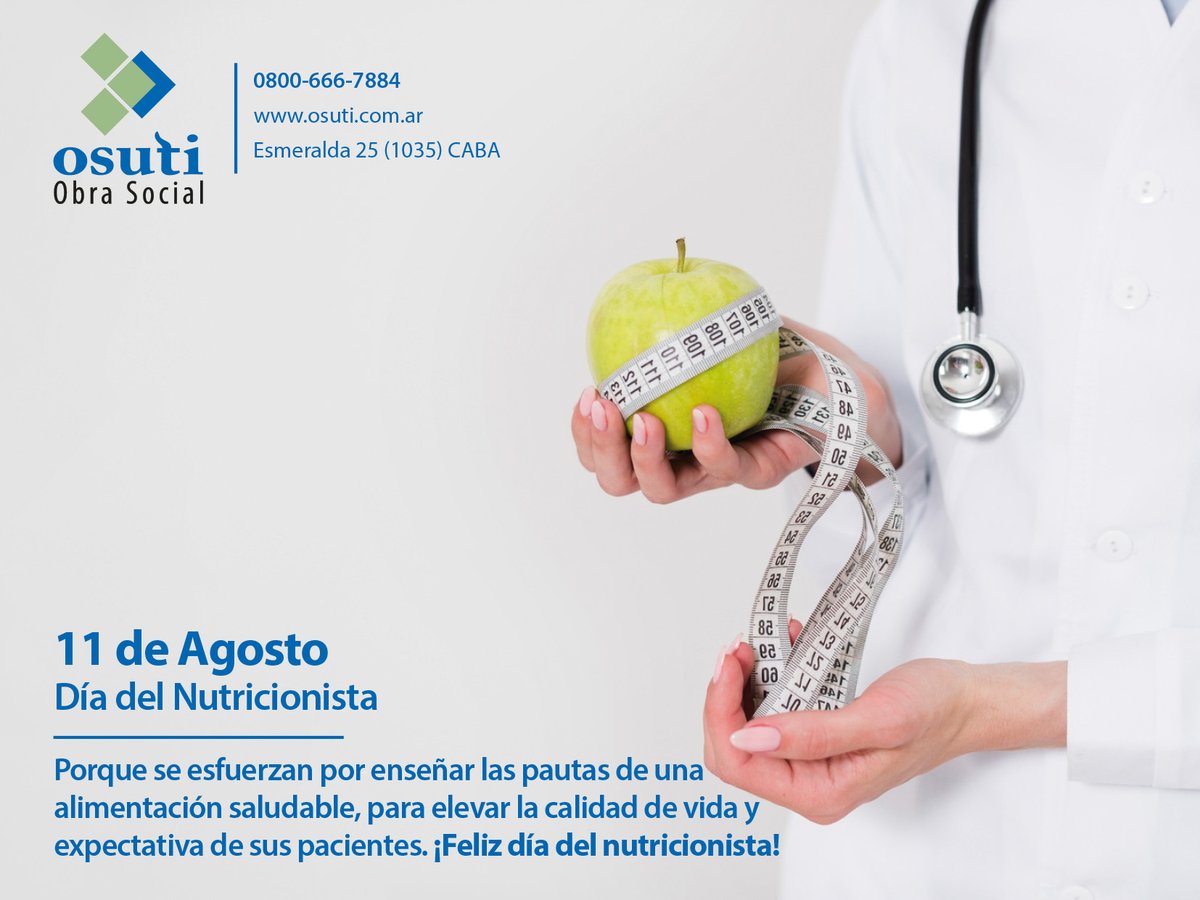 OSUTI_OS's tweet photo. 11 de agosto | Día del nutricionista
Porque se esfuerzan por enseñar las pautas de una alimentación saludable, para elevar la calidad de vida y expectativa de sus pacientes. ¡Feliz día del nutricionista!
**************
#osuti #osutiobrasocial #DiadelNutricionista https://t.co/haMlBc3qxZ