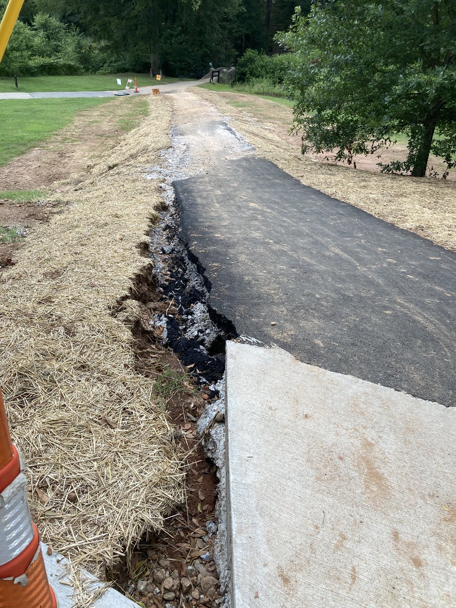 Nice to see the repairs today by <a href="/gvilleparksrec/">City of Greenville Parks & Rec</a> at the Prisma Health Swamp Rabbit Trail ramp at McDaniel Avenue. The “before photo” was taken on August 1st.