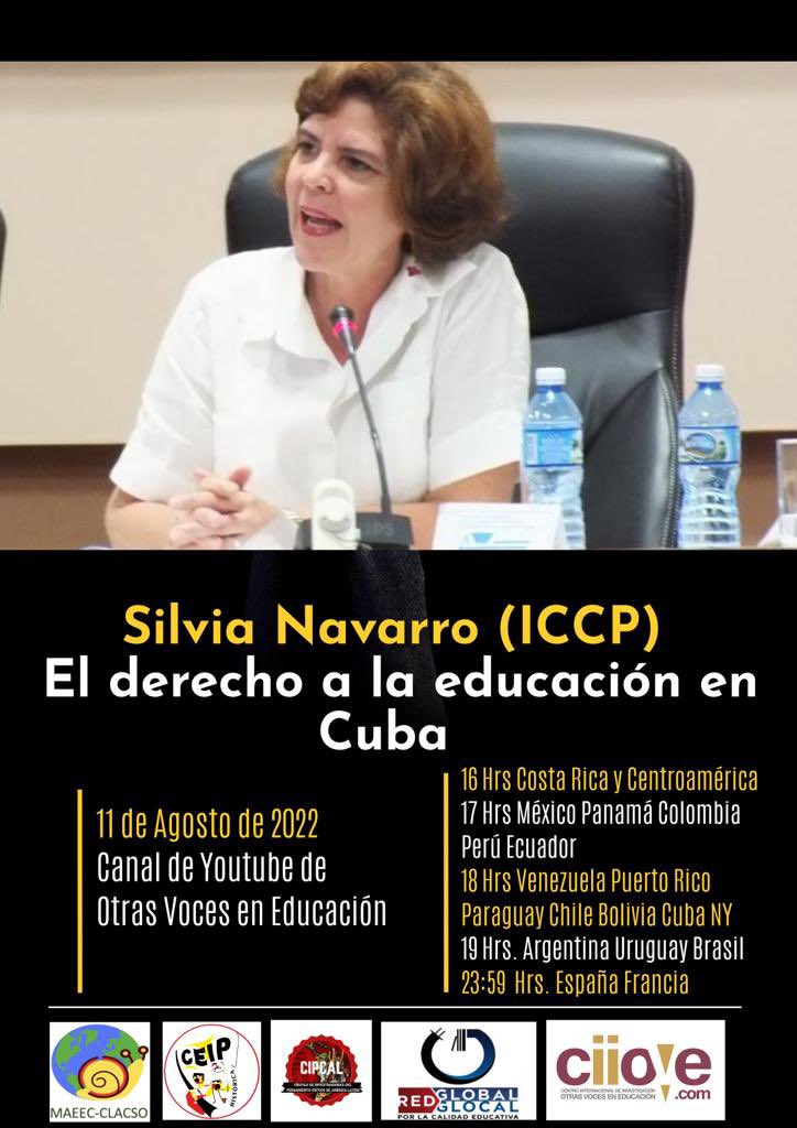 Nos vemos hoy #11agosro en el espacio derechos a la educación que estaremos dialogando con La directora del Instituto Central de Ciencias Pedagógicas (ICCP) presenta los avances y alcances del derecho a la educación en Cuba ✍🏻 youtube.com/c/OtrasVocesEn… 

—…