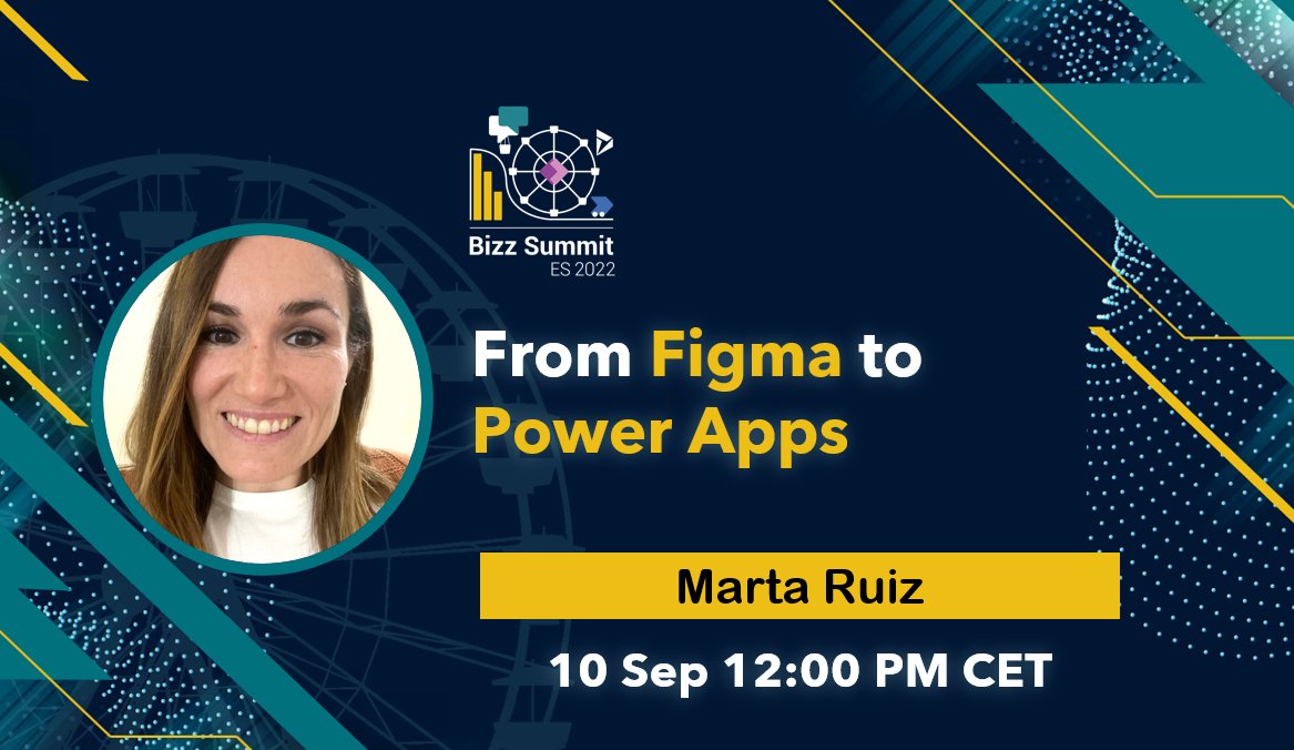 bizzsummites's tweet photo. 🔅Sesión
➡ Titulo: From Figma to Power Apps
🗣 Speaker: @martaruizUX
✨ Formato: Presencial
🗓 Fecha: 10 sept. a las 12h CET
+ info: https://t.co/prwnvdTHPU
#BizzSummitES2022 #PowerPlatform #Dynamics365 #MSDyn365 #PowerAutomate #CommunityRocks #MVPBuzz #MSDev_ES https://t.co/g0fS62B9dw