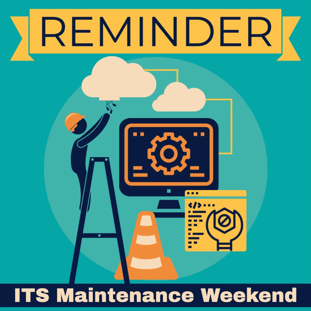 uncw_its's tweet photo. Attention #UNCW #Seahawks: This is a #uncwITS #maintenance weekend. Starts 8/12 at noon &amp; ends 8/15 at 8 am. ITS will be working on various systems. Please plan accordingly, as there will be a period when the campus is offline. For complete details: https://t.co/kdx9PXUTsZ https://t.co/1O9ff5lvbN