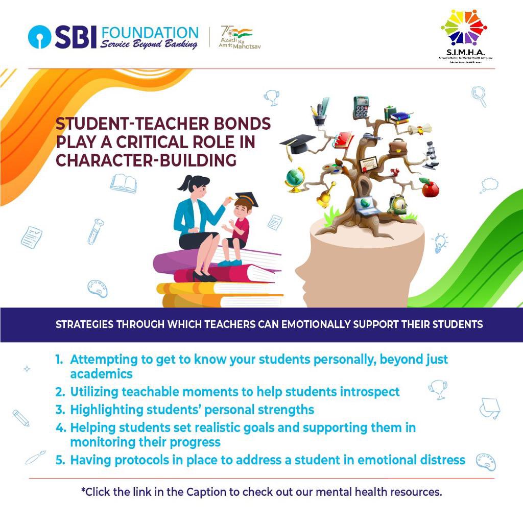SBI_FOUNDATION's tweet photo. Students who have positive relations with their teachers are motivated to be more engaged in school. The following approaches will help in incorporating the same.

Click on the link👉 https://t.co/5zG6EQuA0J https://t.co/eY3b5bqCoA