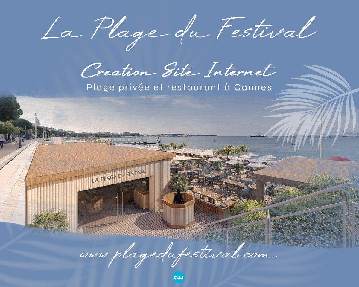 coteweb's tweet photo. La création de #siteweb de l'été : La Plage du Festival ! 🏖

En plein coeur de Cannes, c'est l'endroit idéal pour une parenthèse relaxante et délicieuse ! 🌊
https://t.co/LTSyej0VXc 👈

#creationdesiteInternet #webdevelopment #webdesign #agencedigitale #nice #coteweb2022 https://t.co/8GLtGGDWNk
