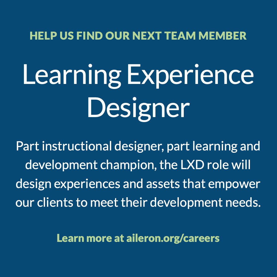We are looking for a Learning Experience Designer to join our team. In this role, you will be a vital part of the evolution of our customer experience and empower our clients to grow to meet their development needs.  

Learn more about joining our team at hubs.ly/Q01jQtWh0