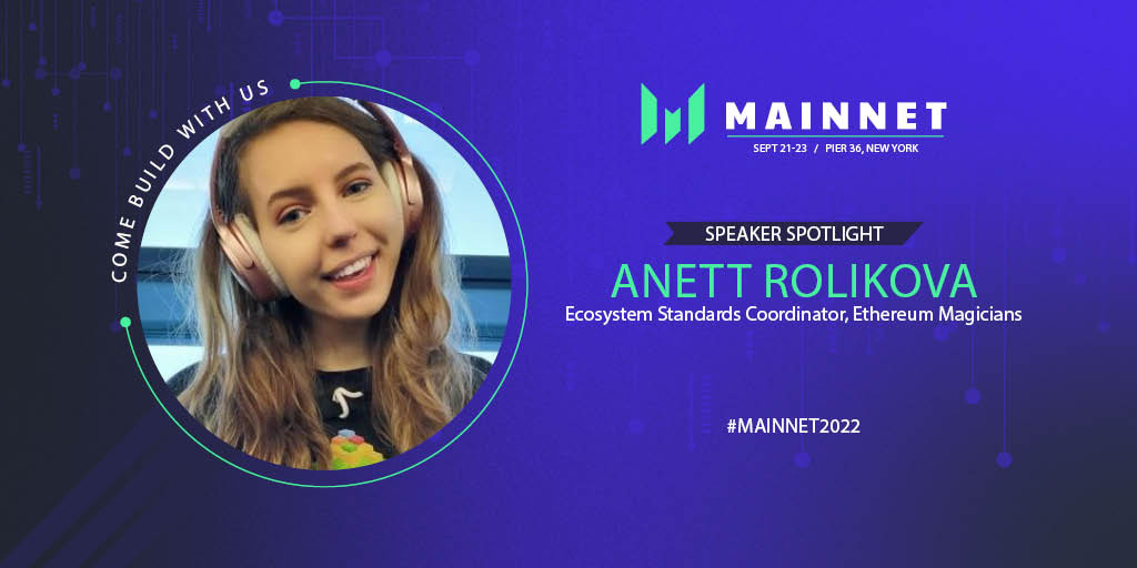 MessariCrypto's tweet photo. 👀Looks who's speaking at #Mainnet2022👀

Wonderful web3 woman @AnettRolikova of @EthMagicians🪄🐰will be joining us Sept 21-23 in NYC.

Don't wait. Buy tickets now. https://t.co/cau8lLg7so https://t.co/CBIesSDG9q