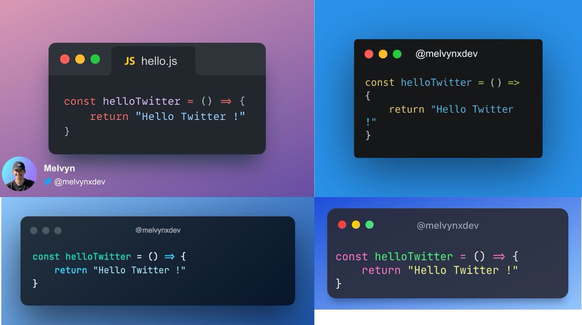 melvynx's tweet photo. Voici les 5 meilleurs outils pour partager votre code sous forme de screenshot !

Un THREAD avec les plus et les moins de chaque outil 👇 https://t.co/sHAWfsTB1i