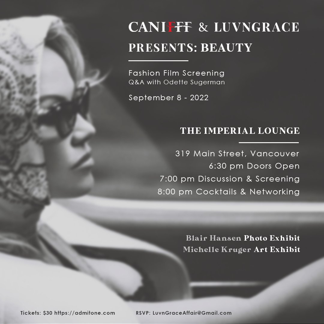 On September 8th, #CAINFFF and LuvNGrace present a screening of "Beauty"m followed by a Q&amp;A with Odette Sugerman. Tickets on sale now via Admit One.