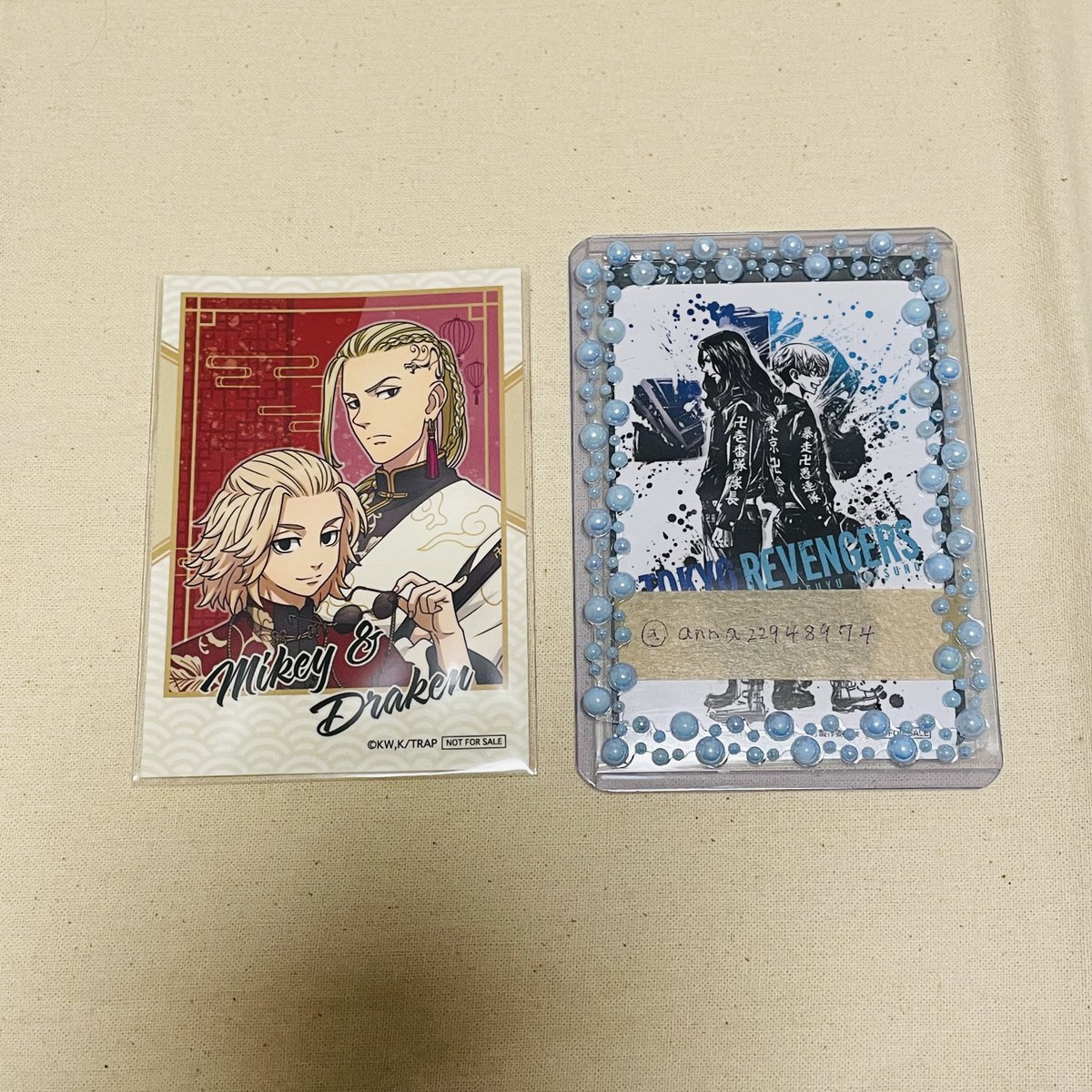 anna22948974's tweet photo. 【交換】東京リベンジャーズ チャイナ クラックス特典 フォトジェニカード

譲￤マイキー＆ドラケン

求￤場地＆松野

郵送にて交換🌱
検索からでもお気軽にお声かけくださいませ🌸 https://t.co/JmYT6hkB1e