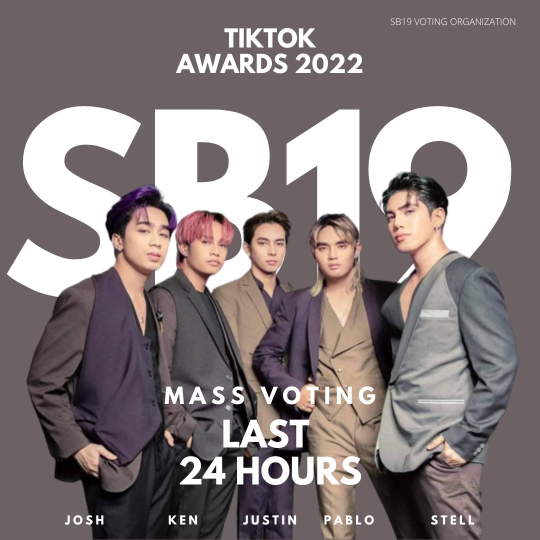 tagwarriorsph's tweet photo. FINAL VOTING HOURS!

Today is the final day of Tiktok Awards 2022. Let's do our best to win the Ppop Group of the Year title. Cast your massive votes now!

🔗 https://t.co/nUwLEywMWS

#SB19_dreamawards
#WhereYouAtSB19 📼
@SB19Official
#STANWORLD #SB19 #BackToSWSchool https://t.co/3CHCCsQIAd