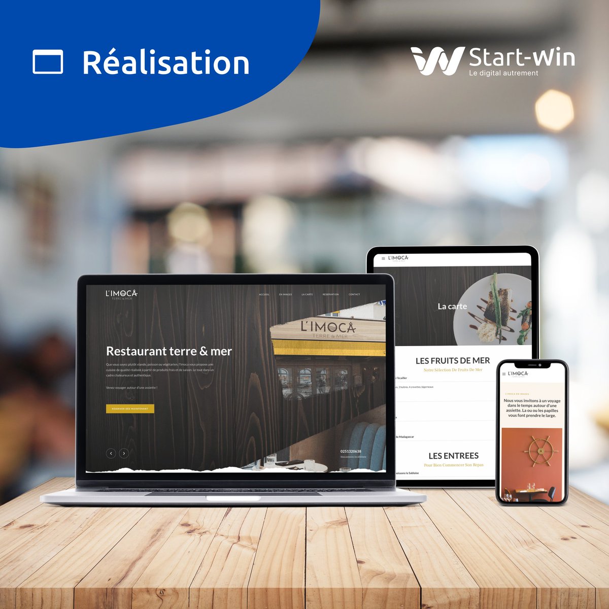 StartWinFr's tweet image. 🍴 Création du site web de L&apos;Imoca a l&apos;occasion de l&apos;ouverture de leur restaurant Terre et Mer aux Sables d&apos;Olonne
imoca.fr

Vous avez besoin d&apos;aide pour créer votre site ? Rdv sur ▶ start-win.fr

#siteweb #design #developpement