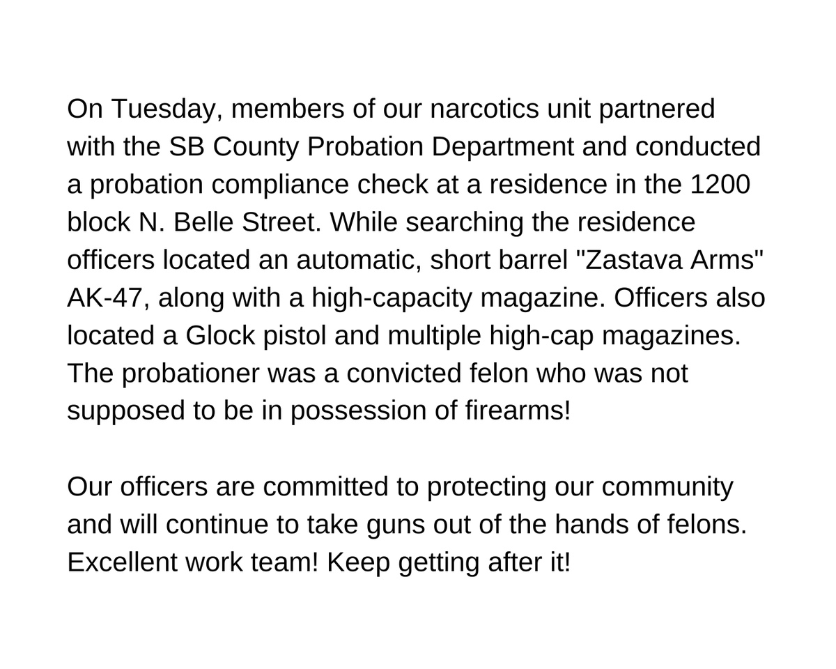 SanBernardinoPD's tweet photo. PROBATION COMPLIANCE CHECK LEADS TO GUNS
Our officers are committed to protecting our community and will continue to take guns out of the hands of felons. Excellent work team! Keep getting after it!
#SanBernardino #SBPD #MakingADifference #NotInOurCity #Police #GettingGuns https://t.co/oplka7kCAh